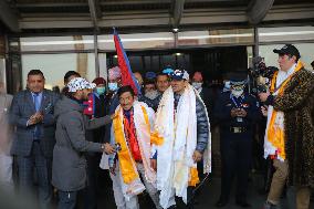 Nepali climber returns home after climbing Mount K2.